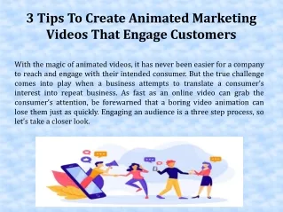 3 Tips To Create Animated Marketing Videos That Engage Customers