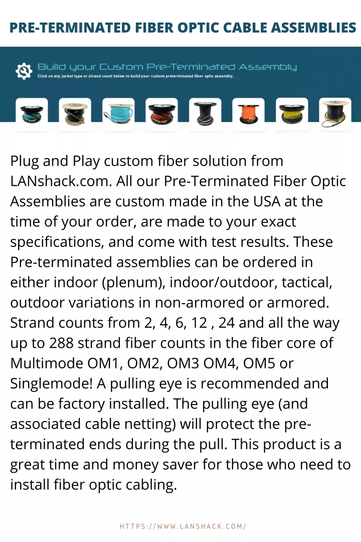 pre terminated fiber optic cable assemblies