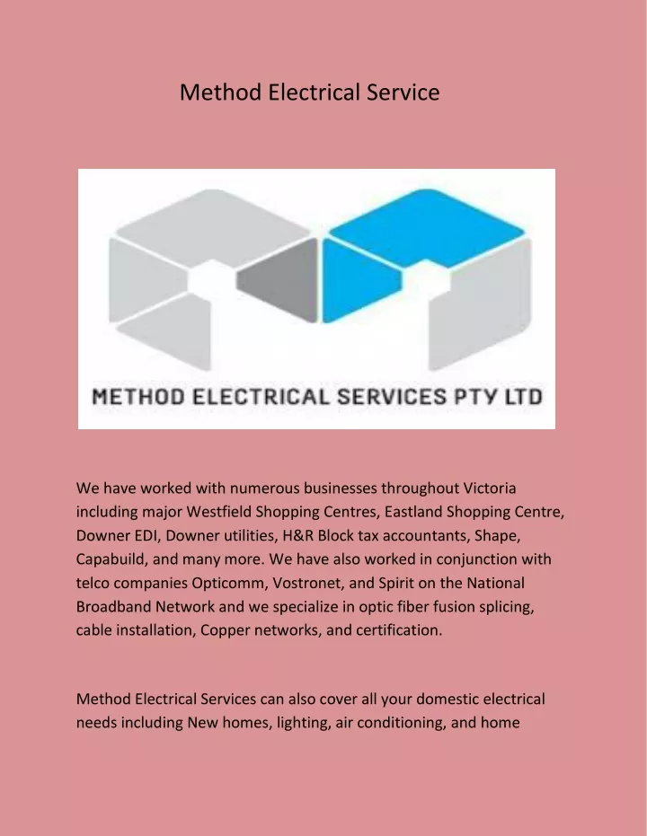 method electrical service