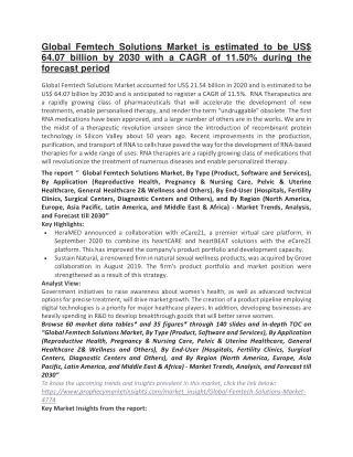 global femtech solutions market is estimated