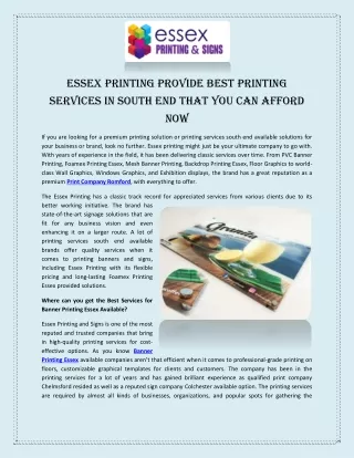 Essex Printing Provide Best Printing Services in South End that You can Afford Now