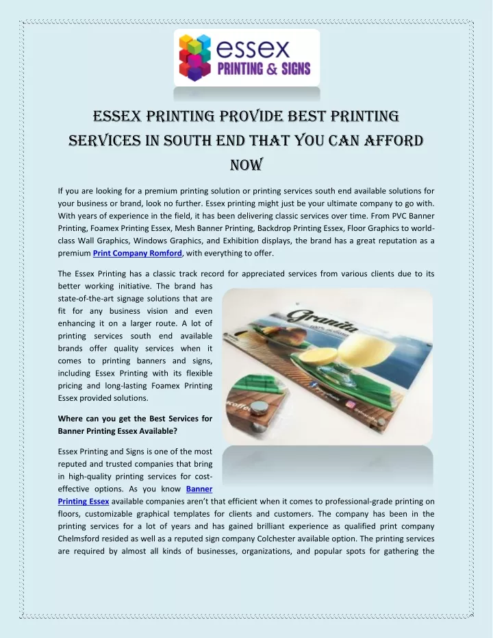 essex printing provide best printing services