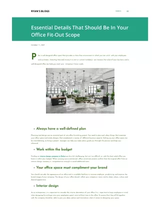 Essential Details That Should Be In Your  Office Fit-Out Scope