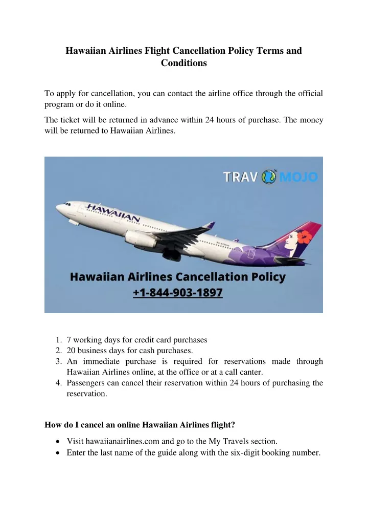 hawaiian airlines flight cancellation policy