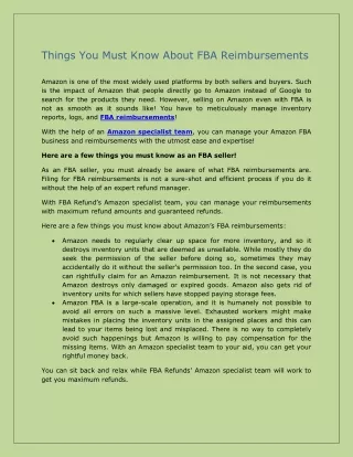 things you must know about fba reimbursements