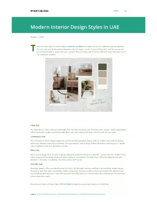 Modern interior design styles in UAE