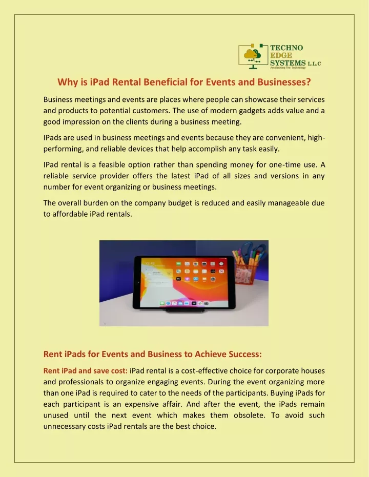 why is ipad rental beneficial for events