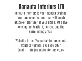Furniture manufacturer | Modern Designer Furniture – Ranauta Interiors