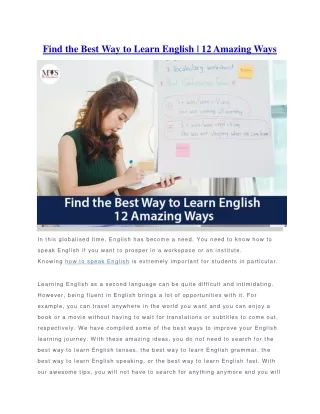 find the best way to learn english 12 amazing ways