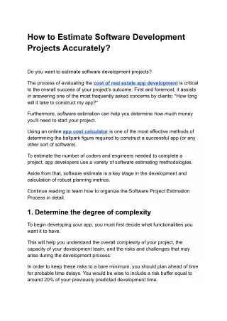 How to Estimate Software Development Projects Accurately?