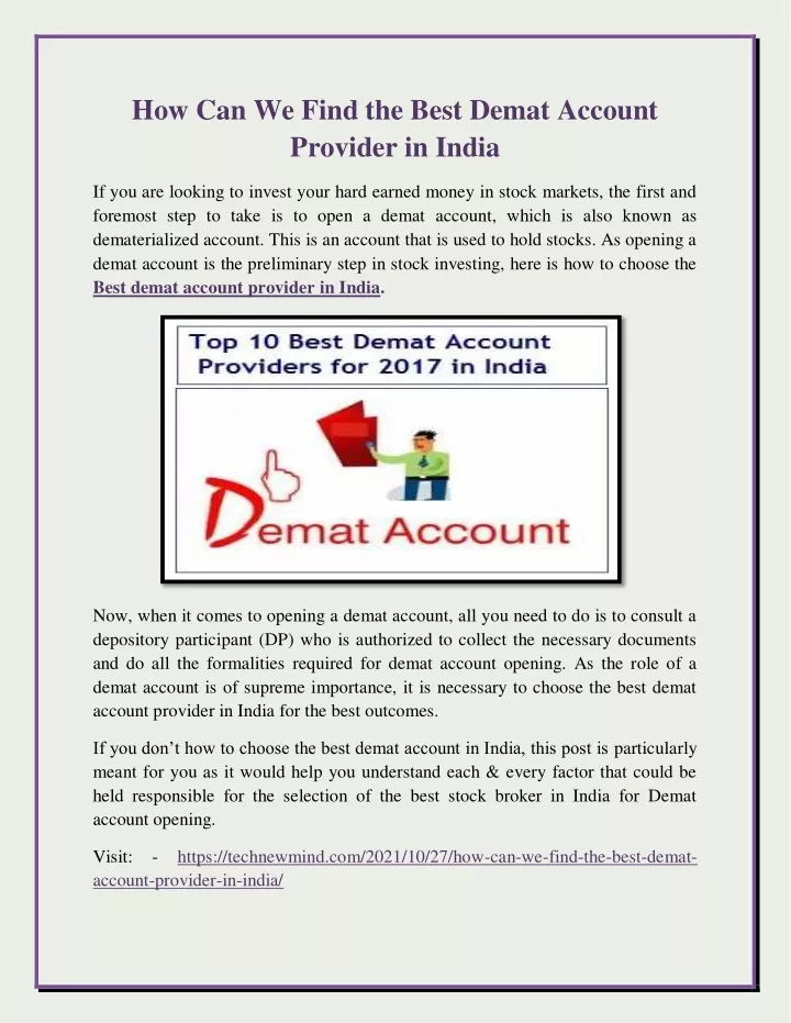 how can we find the best demat account provider