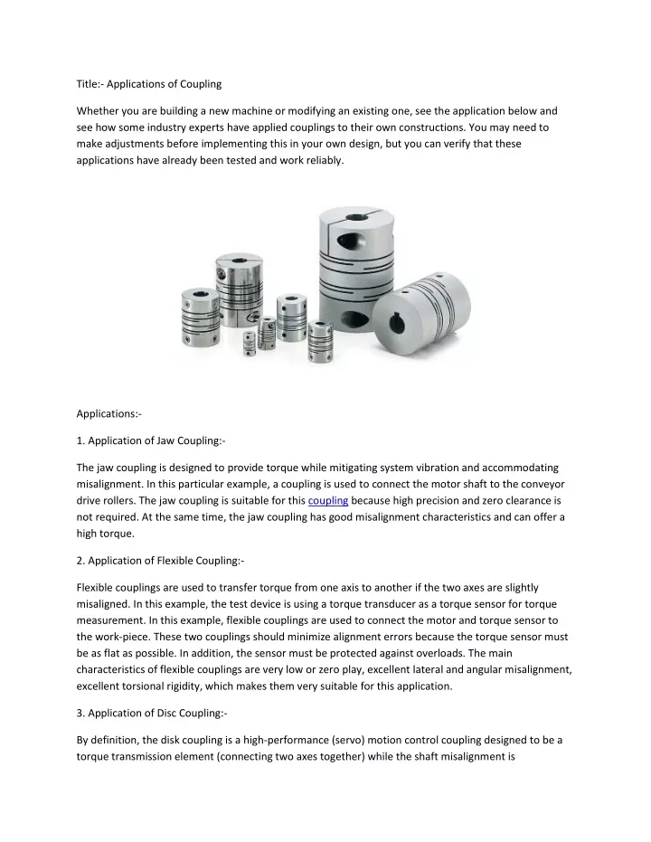 title applications of coupling