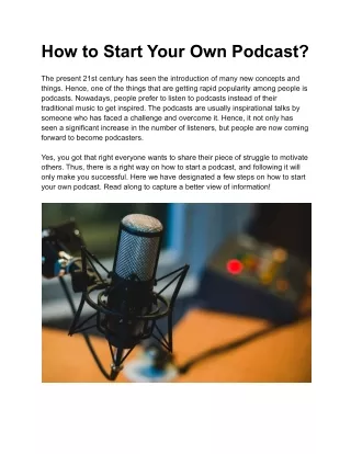 How to Start Your Own Podcast?