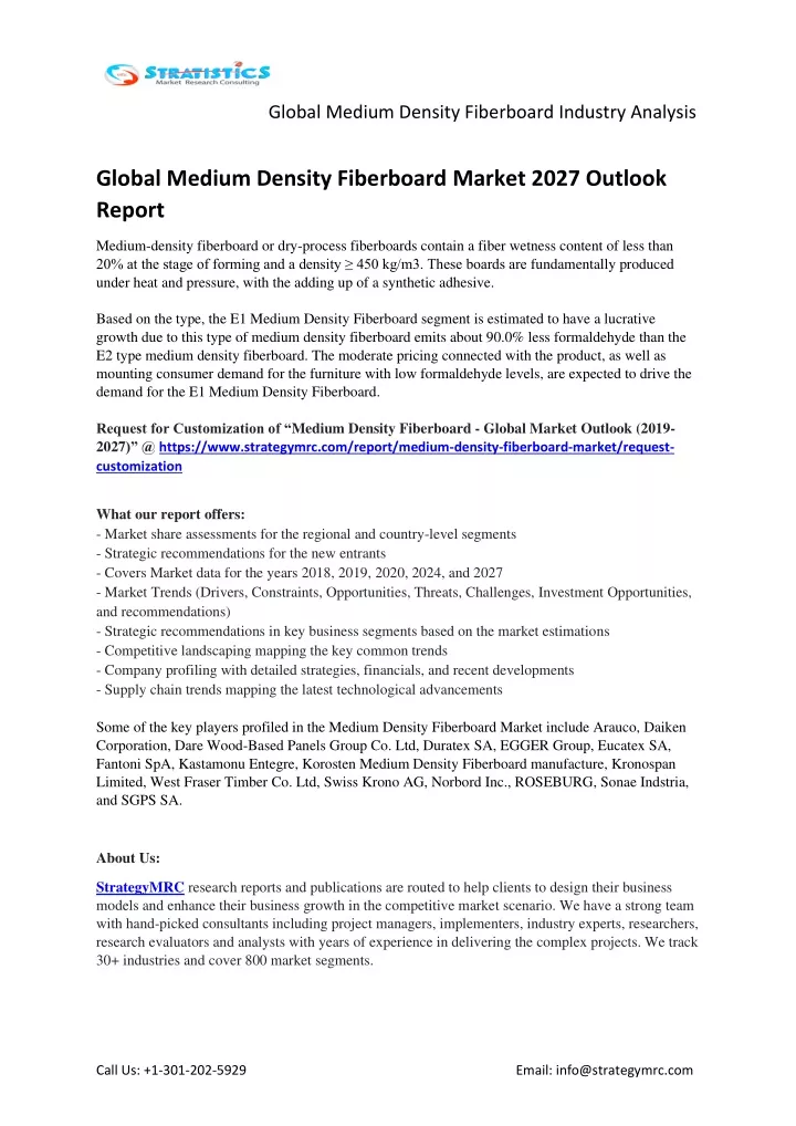 global medium density fiberboard industry analysis