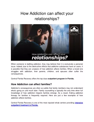 How Addiction can affect your relationships?
