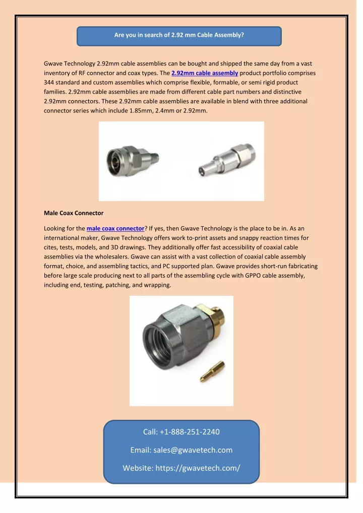 are you in search of 2 92 mm cable assembly