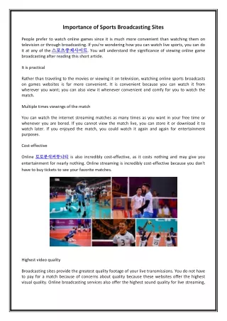 Importance of Sports Broadcasting Sites
