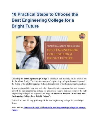 10 Practical Steps to Choose the Best Engineering College for a Bright Future