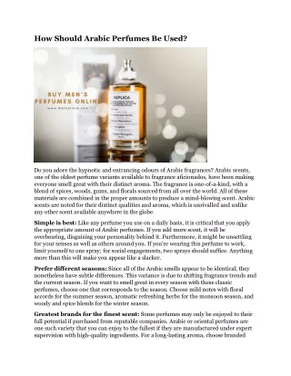 how should arabic perfumes be used
