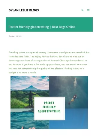 Pocket friendly globetrotting | Best Bags Online