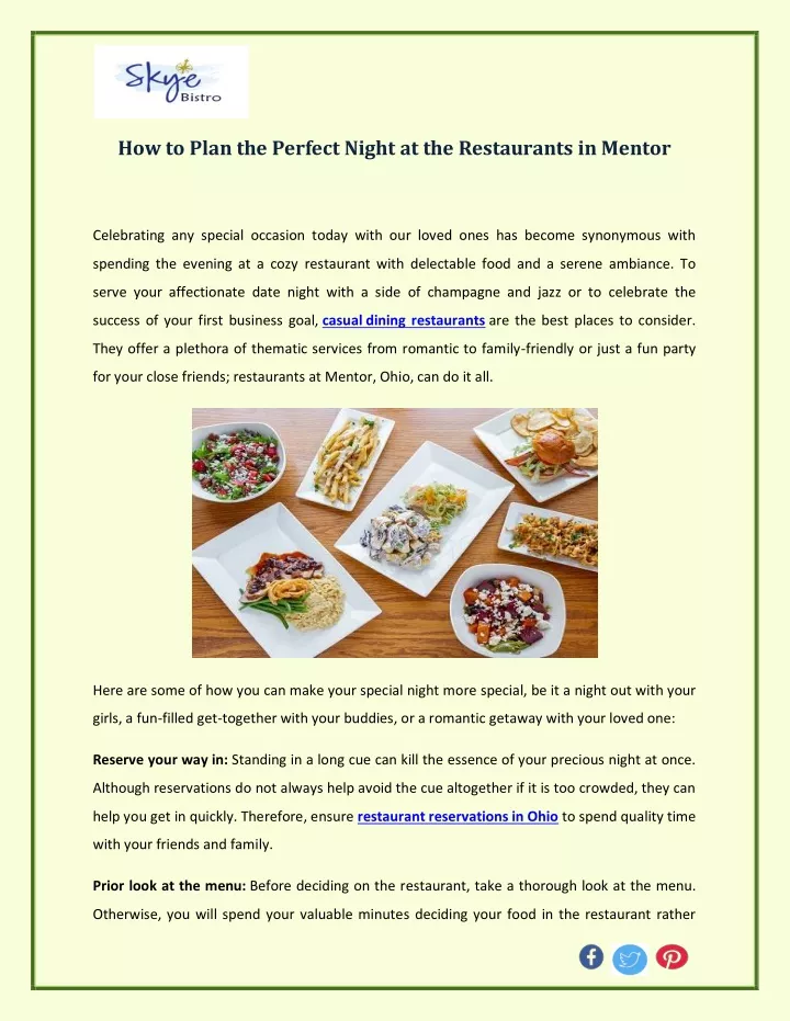 how to plan the perfect night at the restaurants