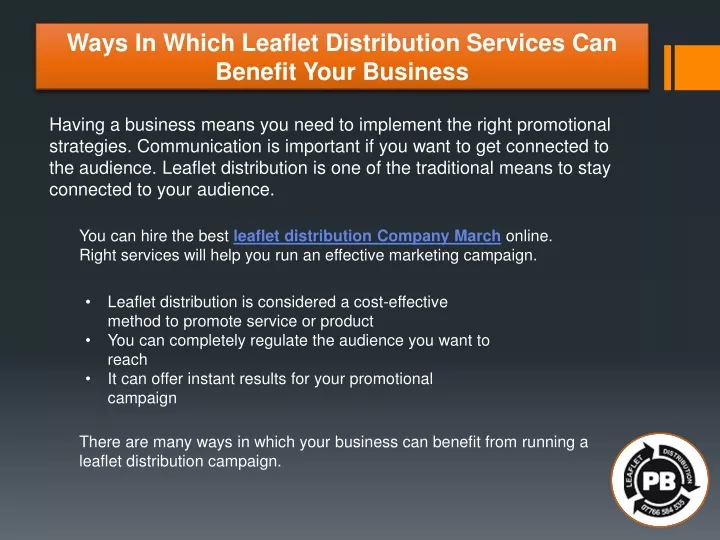 ways in which leaflet distribution services