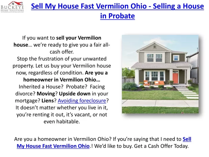 sell my house fast vermilion ohio selling a house