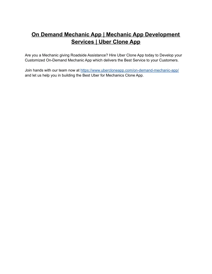 on demand mechanic app mechanic app development