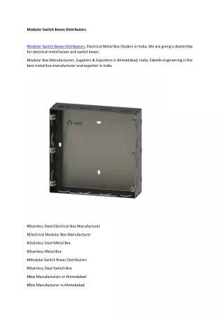 modular switch boxes distributors