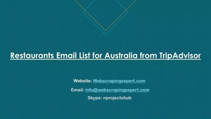 restaurants email list for australia from tripadvisor