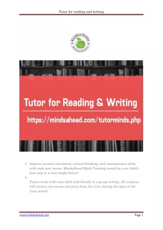 Tutor for reading and writing