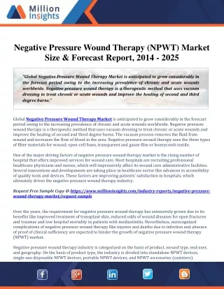 Negative Pressure Wound Therapy (NPWT) Market Future Trends and Demand Forecast