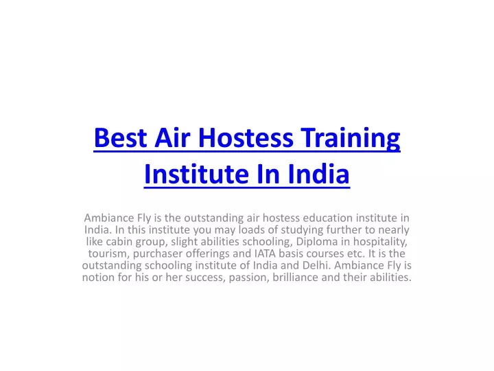 best air hostess training institute in india