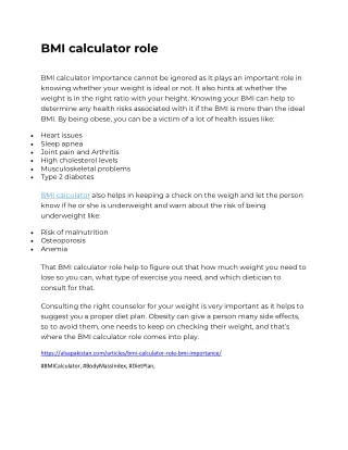 bmi calculator role