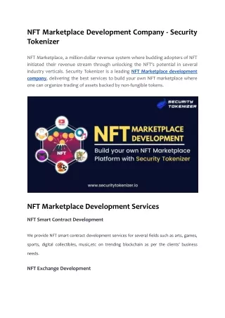 nft marketplace development company security