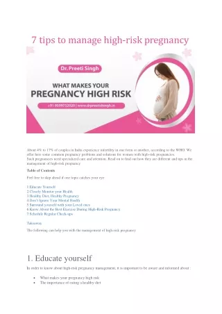 7 tips to manage high risk pregnancy