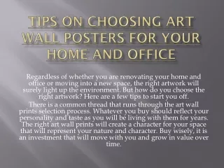 Tips on Choosing Art Wall Posters for Your Home and Office