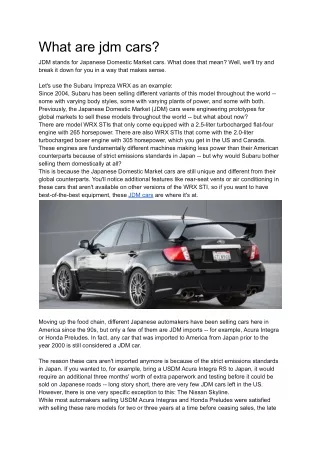 What are jdm cars
