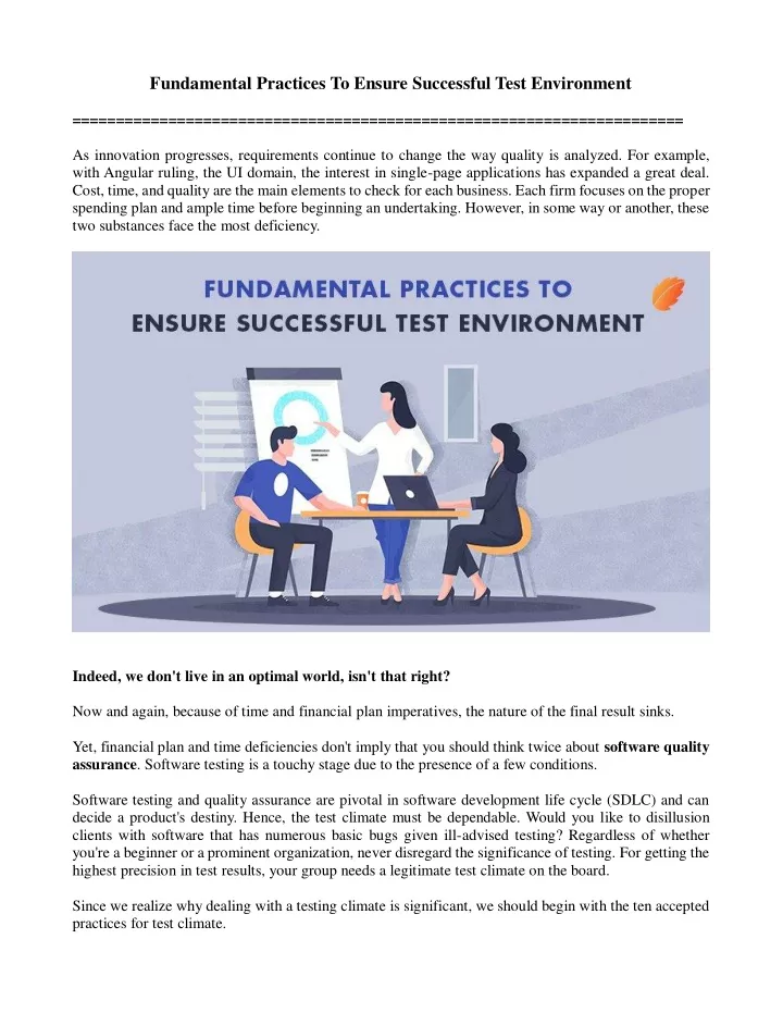 fundamental practices to ensure successful test