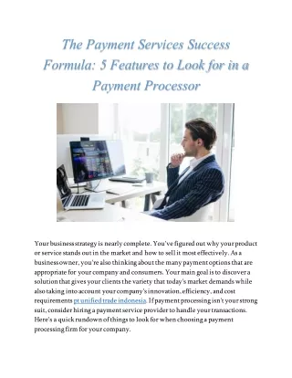 the payment services success formula 5 features