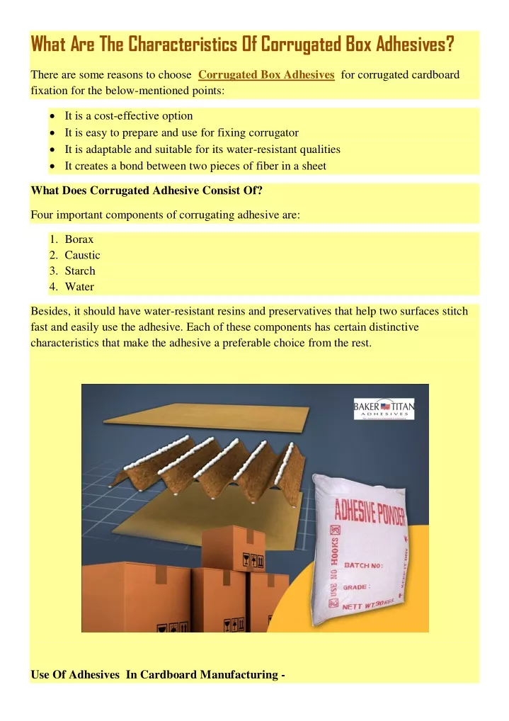 what are the characteristics of corrugated