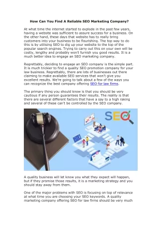How Can You Find A Reliable SEO Marketing Company