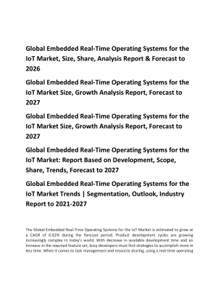 global embedded real time operating systems