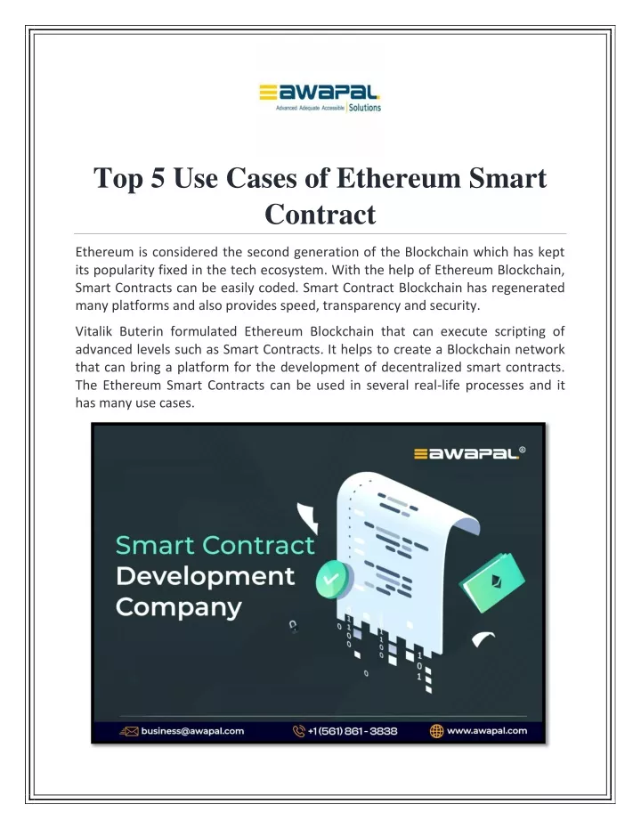 top 5 use cases of ethereum smart contract