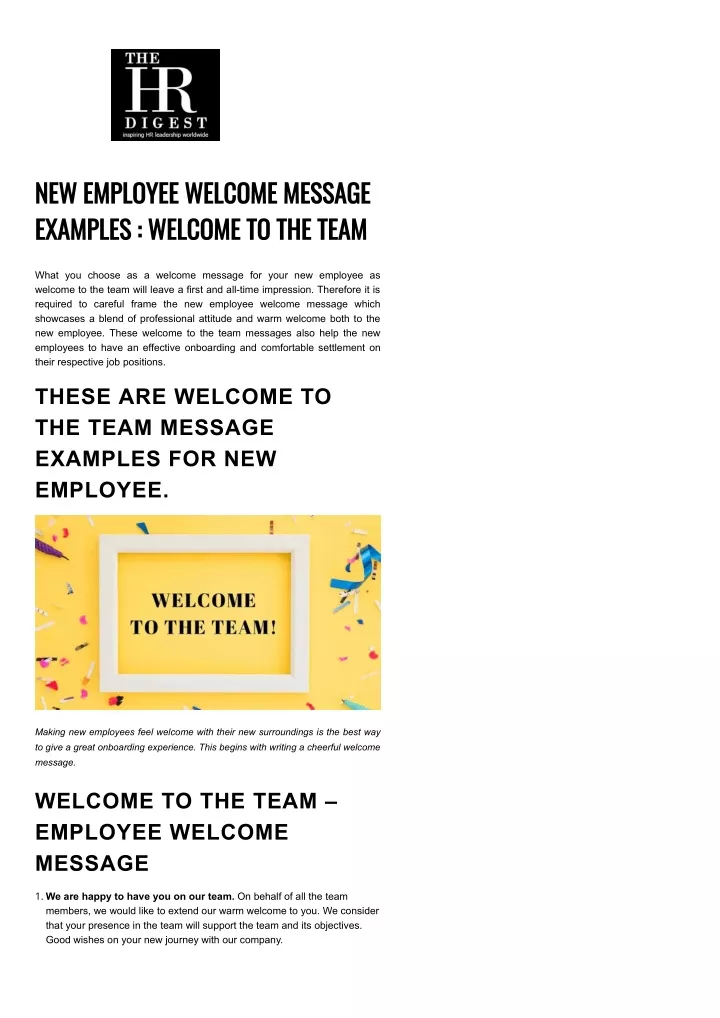 new employee welcome message examples welcome