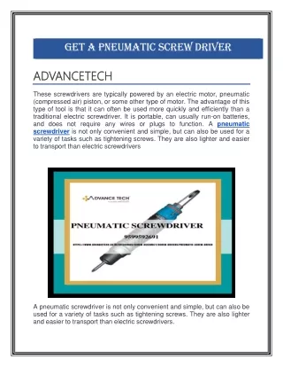 get a pneumatic screw driver