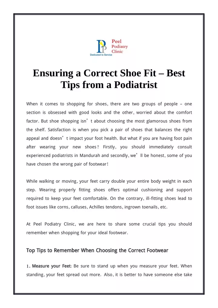 ensuring a correct shoe fit best tips from