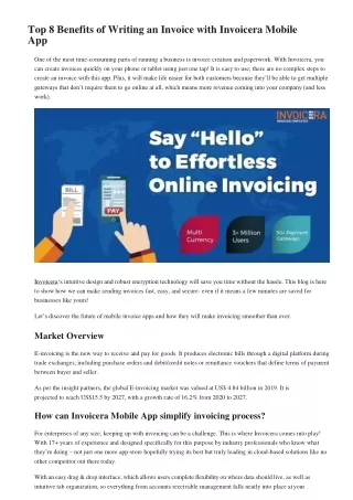 Top 8 Benefits of Writing an Invoice with Invoicera Mobile App