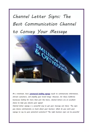 Channel Letter Signs  The Best Communication Channel to Convey Your Message