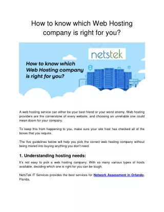 How to know which Web Hosting company is right for you?